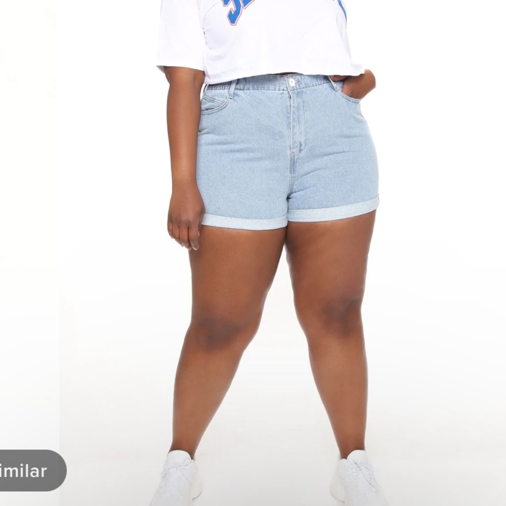 Roll Cuff Denim Mom Shorts